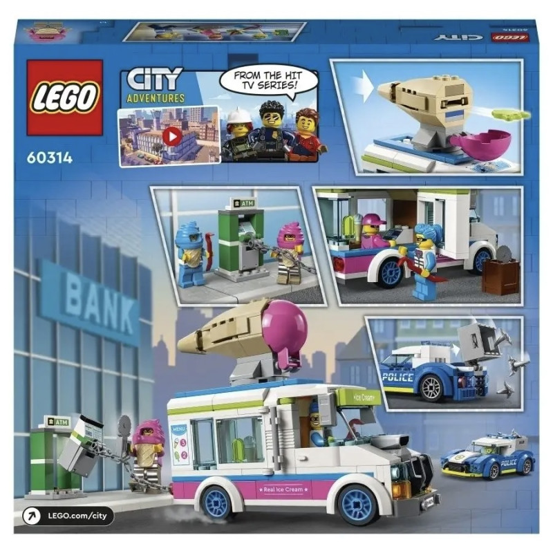 Конструктор LEGO City 60314 “Погоня полиции за грузовиком с мороженым” 317 деталей, 5+