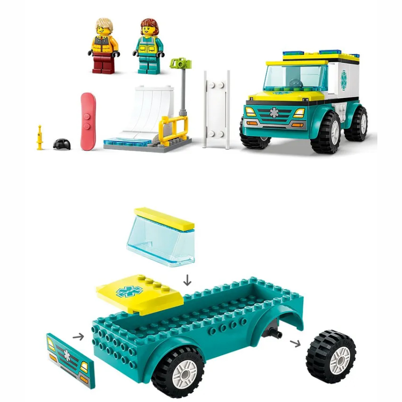 Конструктор LEGO City 60403 “Скорая помощь и сноубордист” 79 деталей, 4+