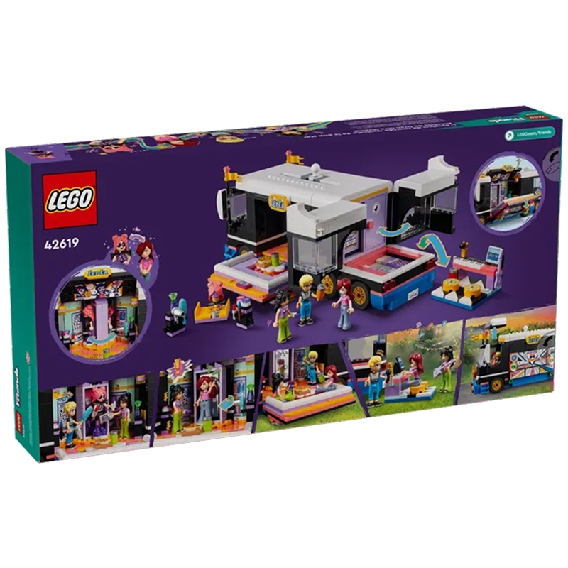 LEGO Friends 42619 – Автобус для гастролей поп-звезды (845 деталей), набор для детей 8+​
