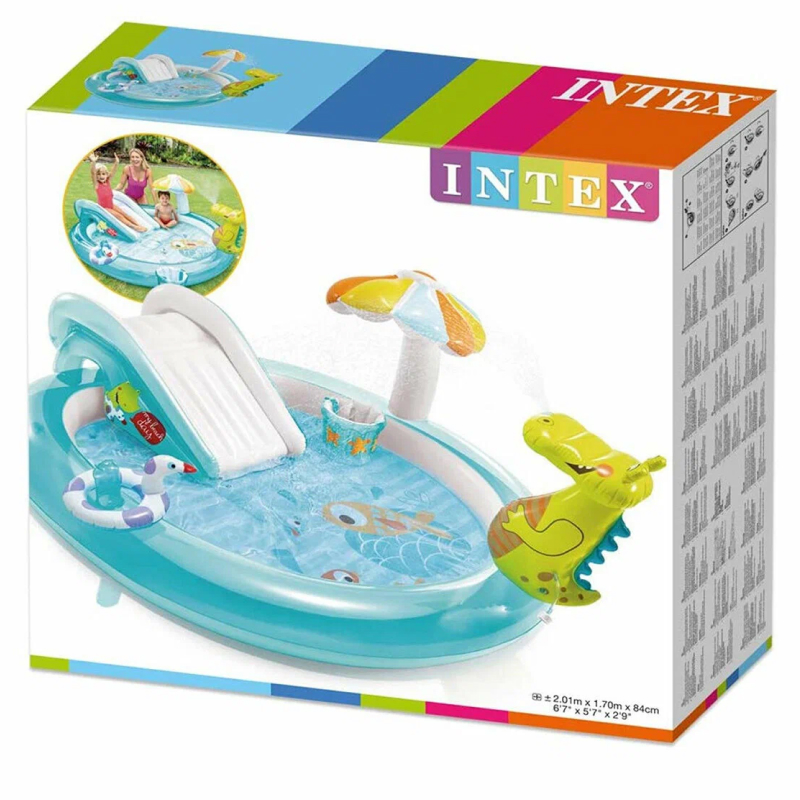 Надувной игровой комплекс 201*170*84 "Аллигатор" с горкой 160л 57165